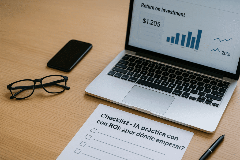 Checklist IA práctica con ROI. Descargables
