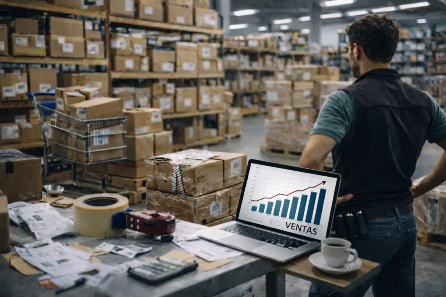 Equipo operativo revisando un gráfico de ventas