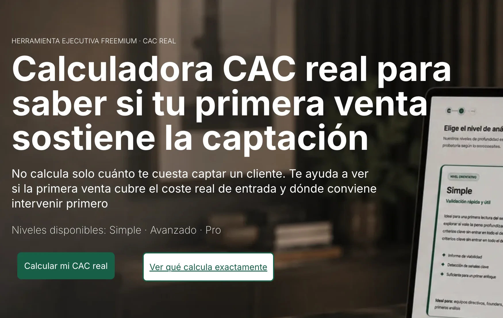 Herramienta ejecutiva R&R para analizar coste de adquisición de clientes