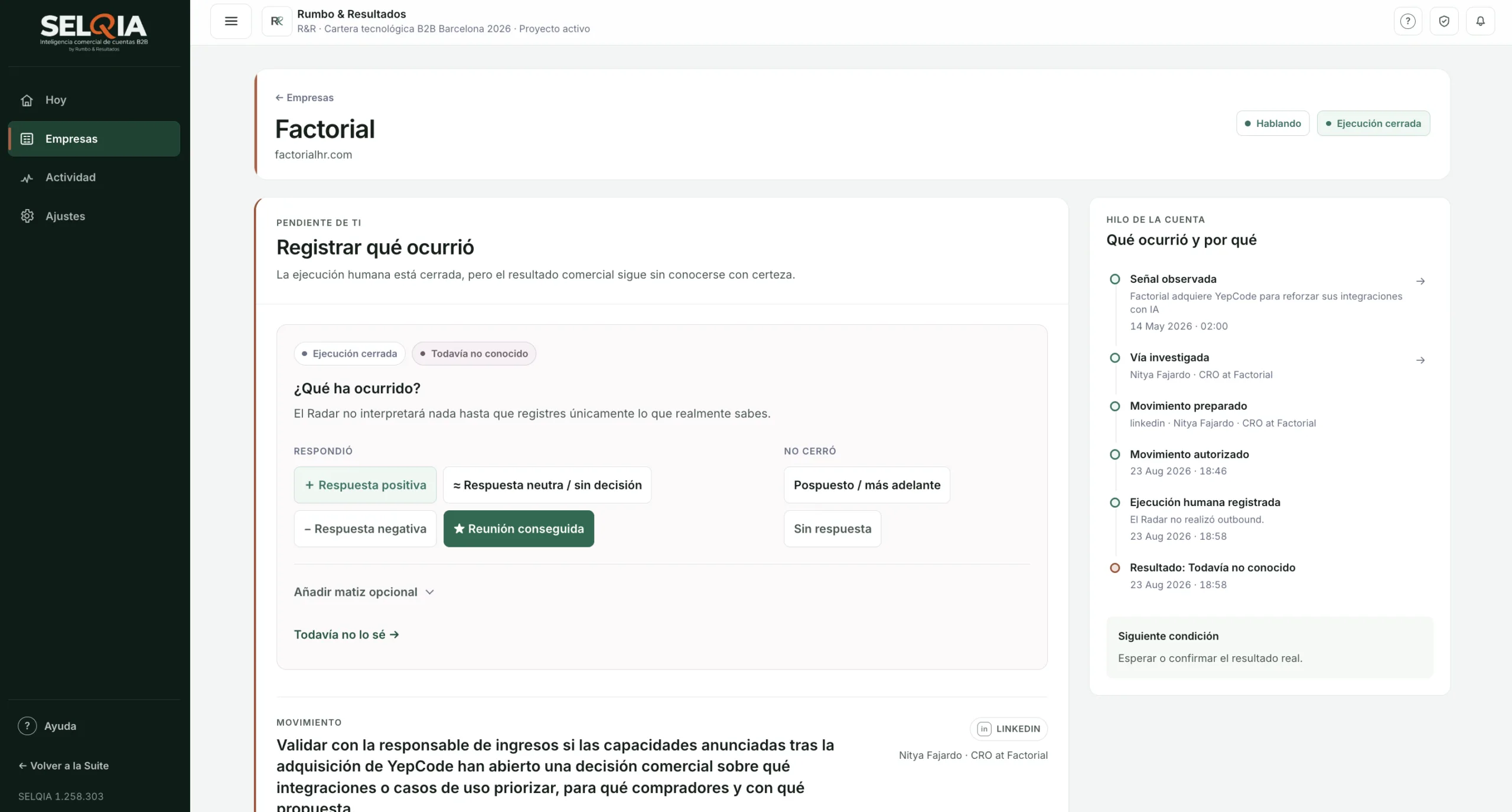 Vista ilustrativa de análisis y priorización de cuentas SELQIA